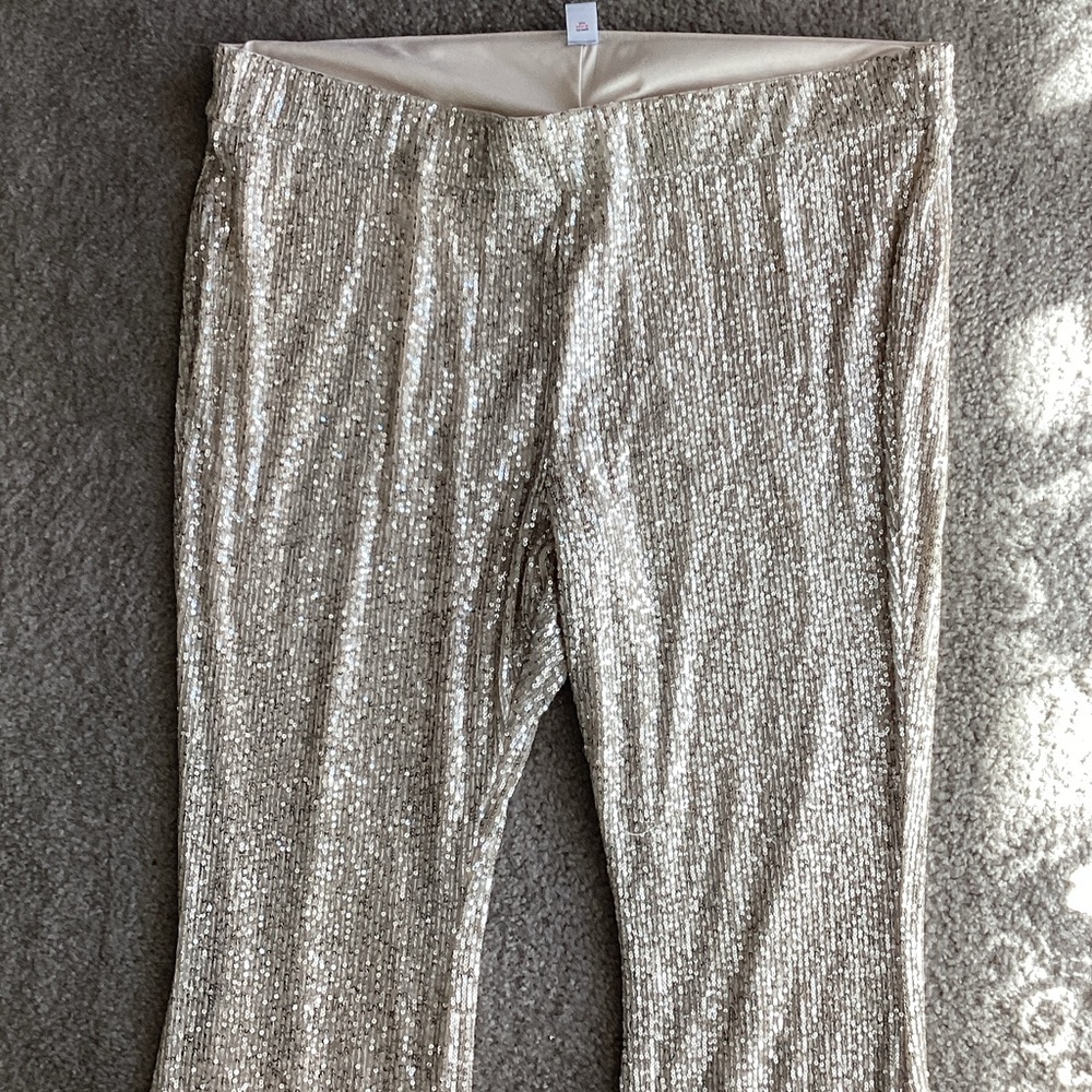 Old Navy Sparkling Gold Sequin Flare Leg Pants Size 2X